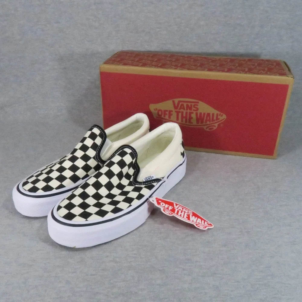Vans Classic Slip-On Shoes Women US 6.5 Black White Checkerboard VN000EYEBWW NEW